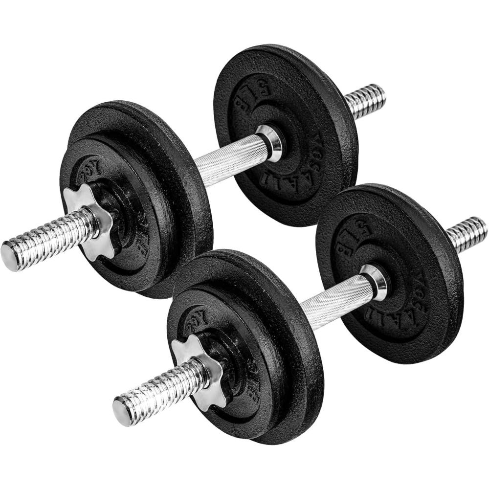 image:imageYes4All Old School Adjustable Dumbbell Set with Weight Plates Star Lock CollarsConnector 40lbs to 200lbs Adjustable Weight Plates SetA 40LB or 20LB Pair  Black