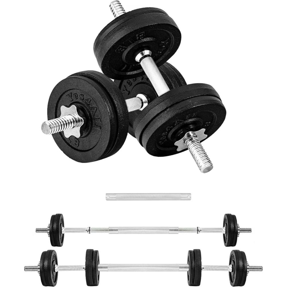 image:imageYes4All Old School Adjustable Dumbbell Set with Weight Plates Star Lock CollarsConnector 40lbs to 200lbs Adjustable Weight Plates SetF Barbell 60LB or 30LB Dumbbell Pair  Black