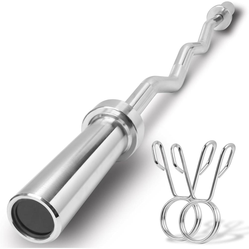 image:imageYes4All Olympic EZ Curl Barbell 47 Curl Bar 2 Diameter With Spring Collars For Weight TrainingZ 200lbs