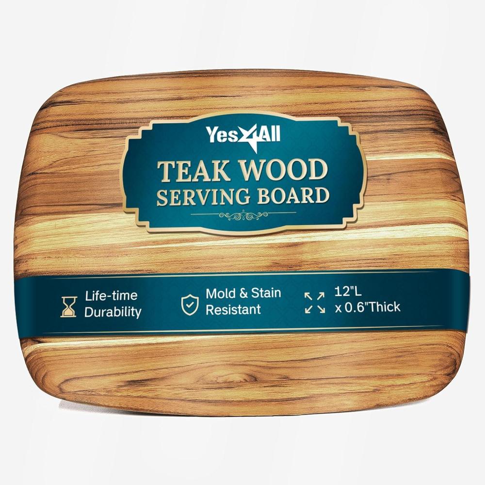 image:imageYes4All Plus Large Edge Grain Teak Cutting Board for Kitchen 24L x 18W x 15Thick Durable Wood with Juice Grooves PreOiled Easy Grip Handles Ideal for Chopping and ServingTeak
