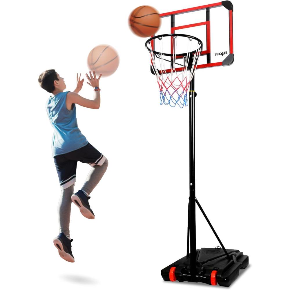 image:imageYes4All Portable Basketball Hoop 587ft Adjustable Height Portable Basketball Goal for Indoor Outdoor Pool with PC Backboard and Stable Base