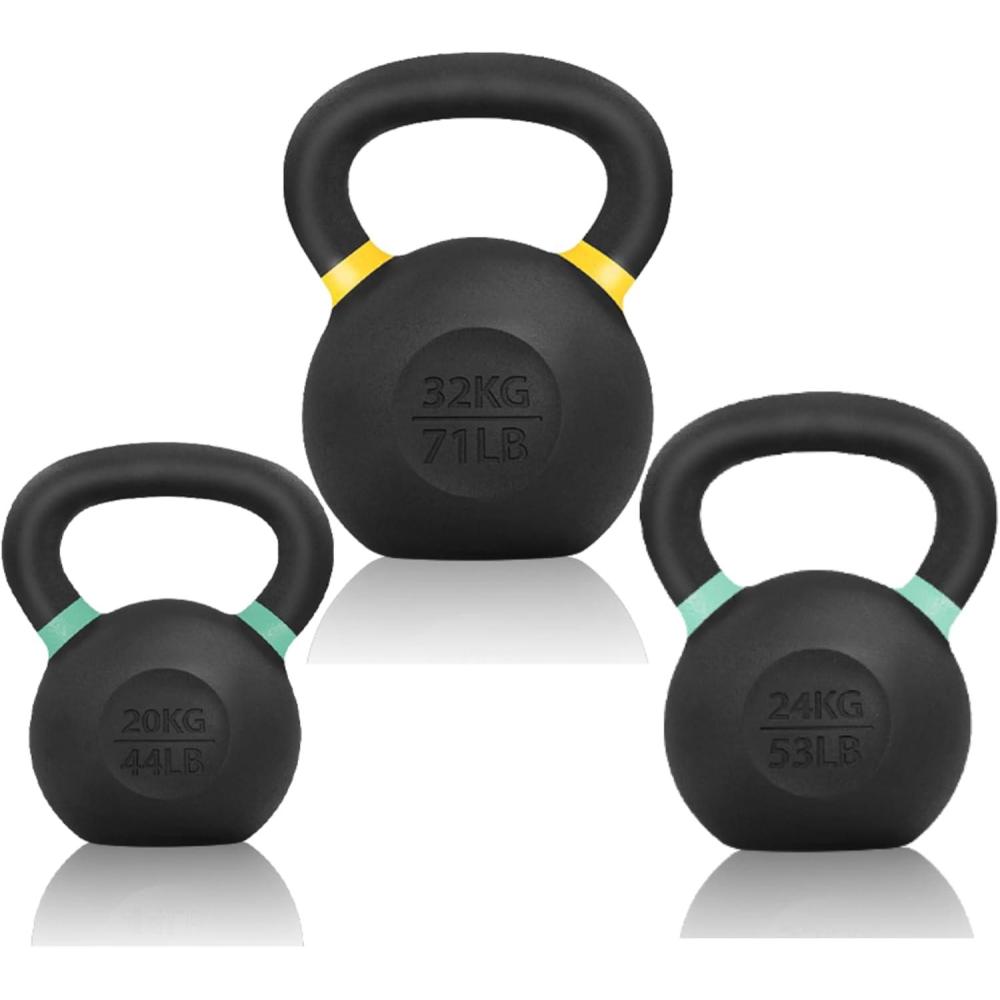 image:imageYes4All Powder Coated Cast Iron Kettlebell Strength Training Kettlebells Weight Set for Full Body Workout Home GymD 44LB 53LB 71LB