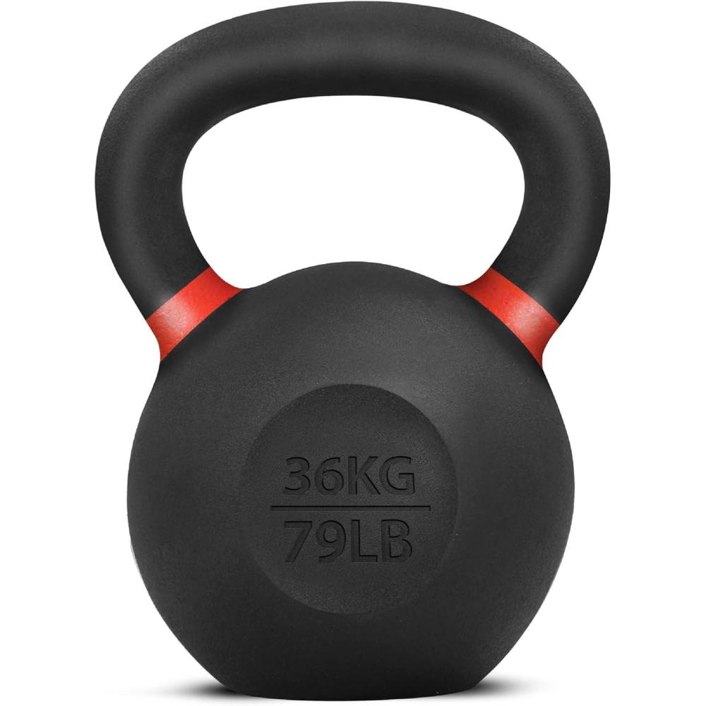 image:imageYes4All Powder Coated Cast Iron Kettlebell Strength Training Kettlebells Weight Set for Full Body Workout Home GymL Dark Red 36 KG 79 LB
