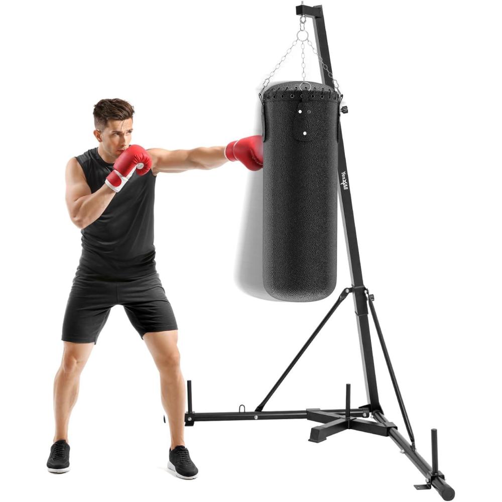 image:imageYes4All Punching Bag Hanger Stainless Steel Swivel Chain with 4 Snap Hooks for Heavy Bag Gym Swing Trapeze and HammockFoldable Punching Bag Stand