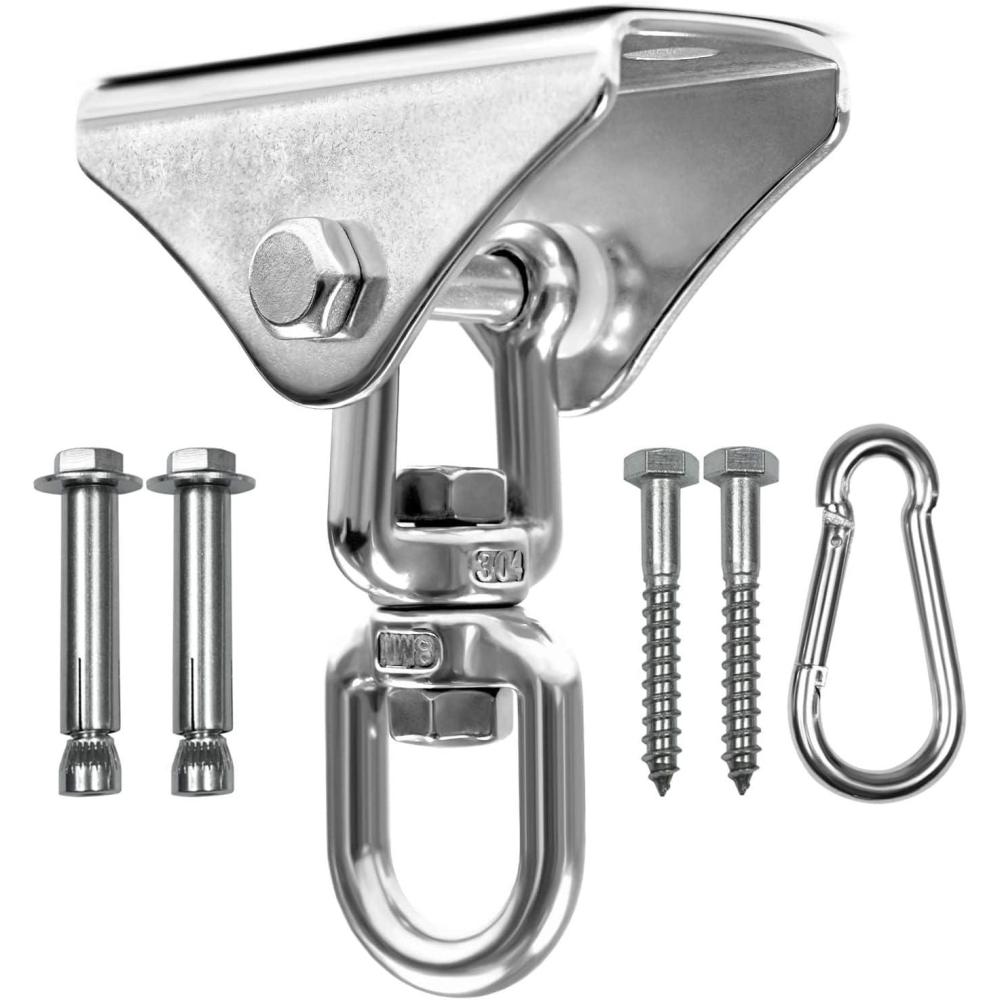 image:imageYes4All Punching Bag Hanger Stainless Steel Swivel Chain with 4 Snap Hooks for Heavy Bag Gym Swing Trapeze and HammockHangers 360 Degree Rotation