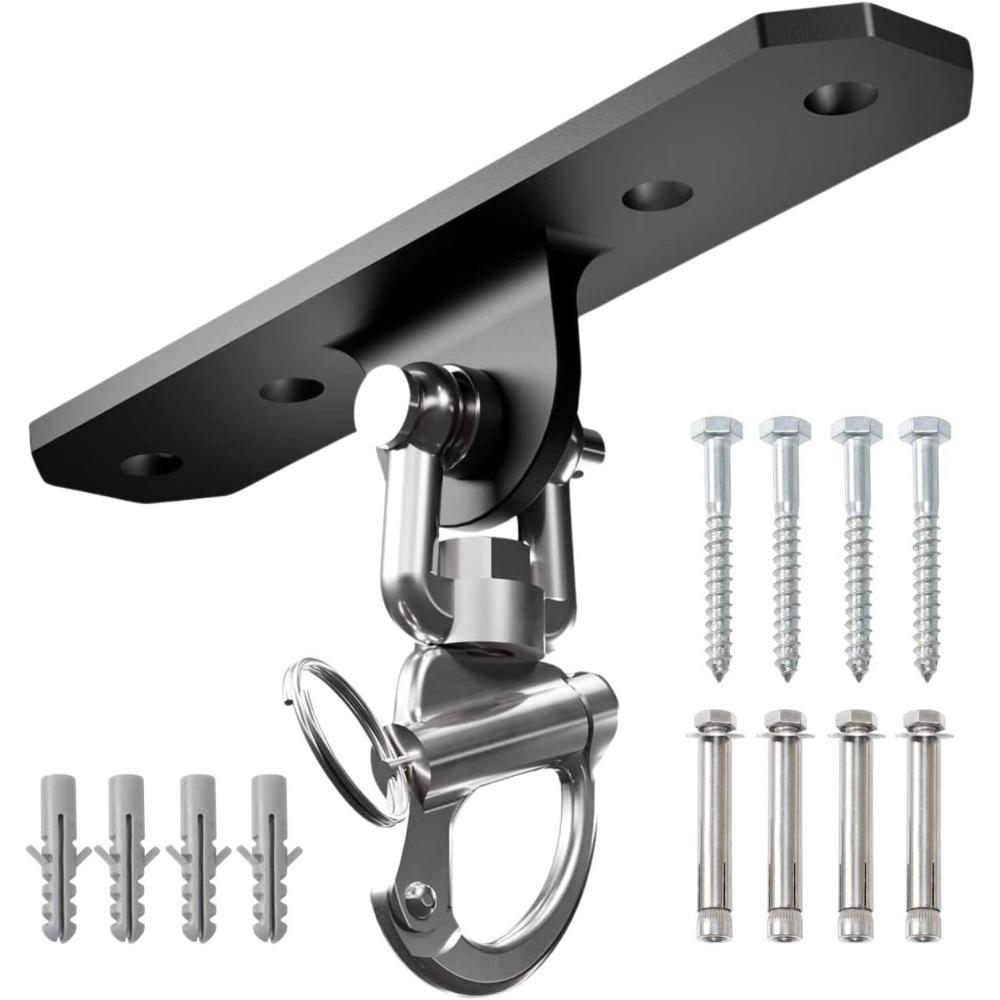 image:imageYes4All Punching Bag Hanger Stainless Steel Swivel Chain with 4 Snap Hooks for Heavy Bag Gym Swing Trapeze and HammockHeavy Duty Swing Hanger 360 Rotation