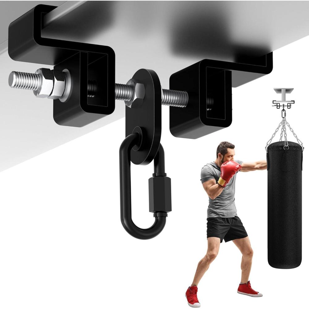 image:imageYes4All Punching Bag Hanger Stainless Steel Swivel Chain with 4 Snap Hooks for Heavy Bag Gym Swing Trapeze and HammockIBeam Hanger with Carabiner