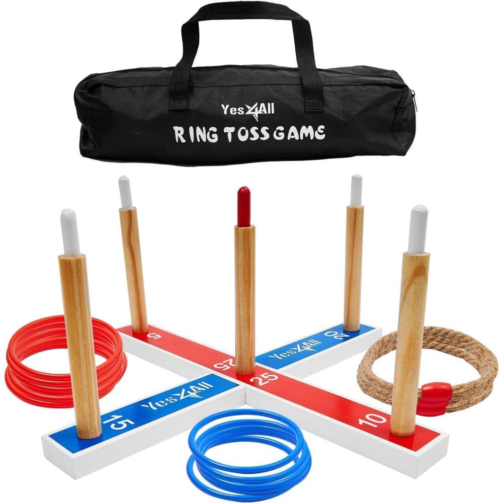 image:imageYes4All Ring Toss Wall GameIndoor amp Outdoor Game for Adults Camping PartyF Natural wood