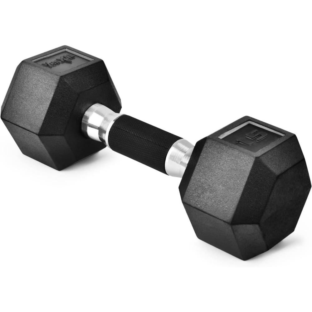 image:imageYes4All Rubber Grip Encased Hex Dumbbell Hand Weights With AntiSlip 550 LBS SingleC 15 Pounds