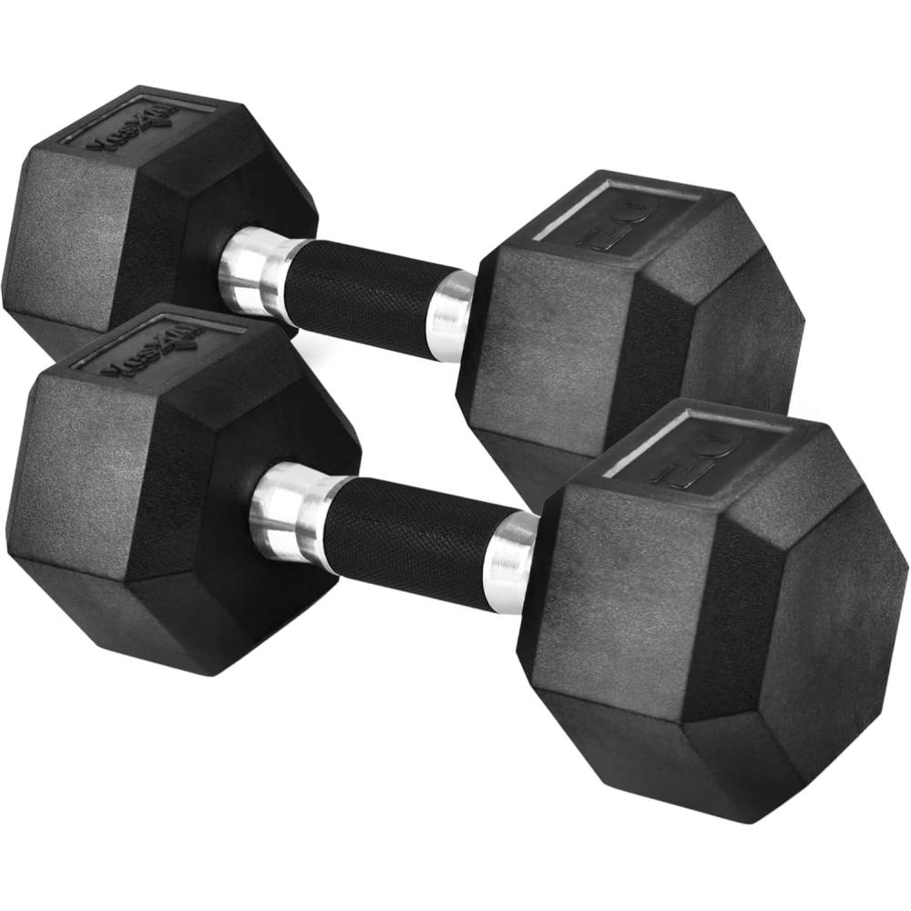 image:imageYes4All Rubber Grip Encased Hex Dumbbells  Hand Weights With AntiSlip 550 LBS PairSet20 Pounds  Pair Black