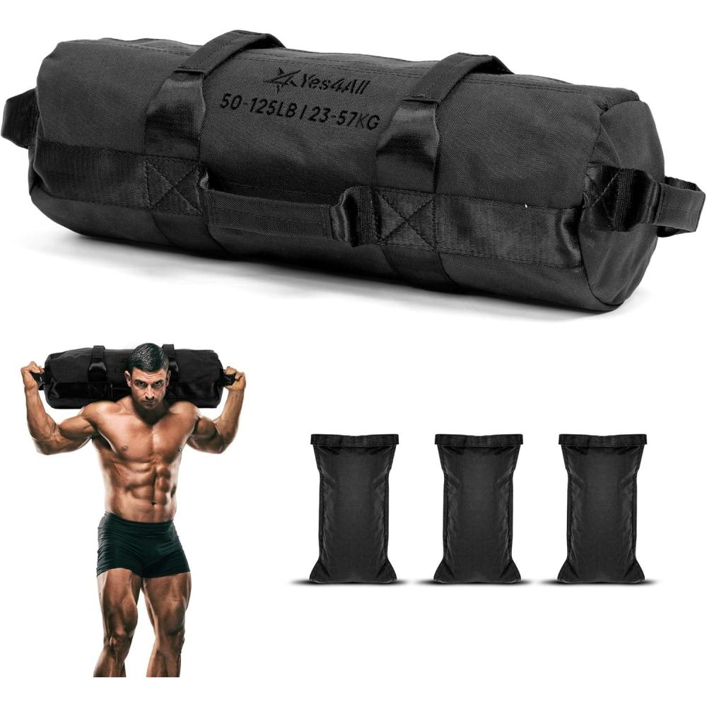image:imageYes4All Sandbags for Working Out Adjustable Sand Bags for Weight Training with Handles Multiple Colors amp Sizes 5200lbsF Darking Black L