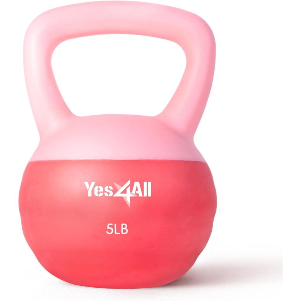 image:imageYes4All Soft Kettlebell PVC Kettlebells Exercise Weights amp ColorCoded Strength Training Kettlebells with 4 Options 5101520lb Gentle Hand Weights for Women at Home05lb  Pink