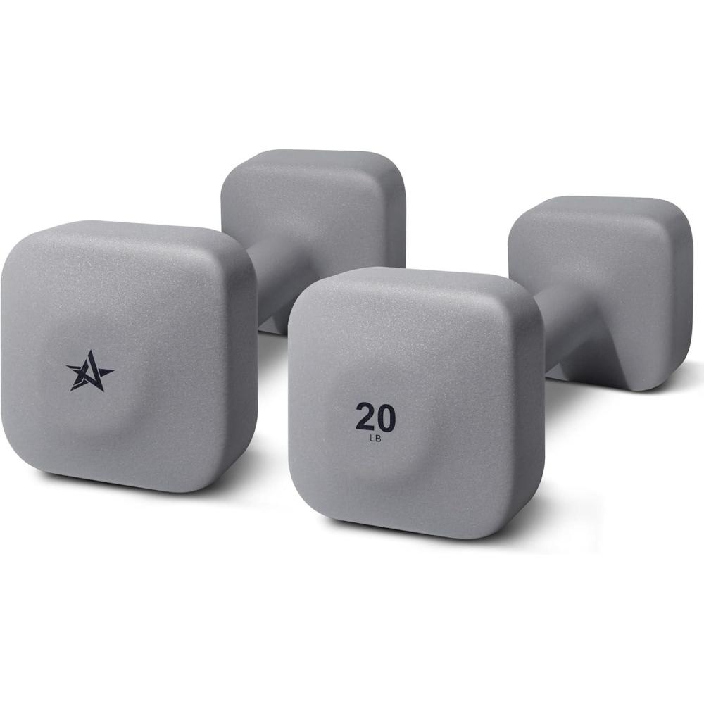 image:imageYes4All Square Neoprene Dumbbell Set for WomenMen Workout Hand Weight Dumbbells Set of 2 2lb 20lb with 4 Colors AntiRoll AntiSlip Exercise Dumbbells Weights for Home GymH 20lbs Grey