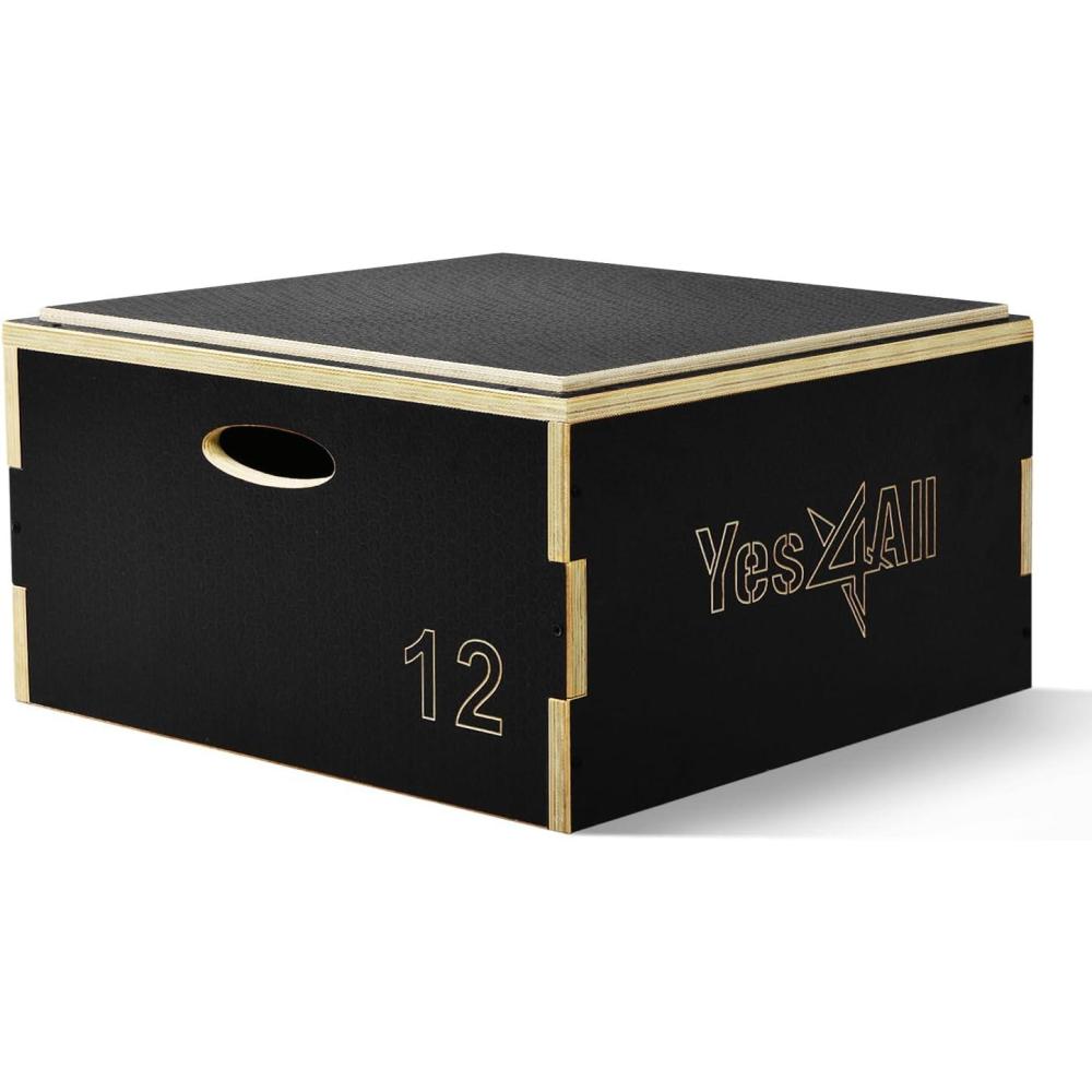 image:imageYes4All Stackable Wood Plyometric Box for Jump Training Jump Boxes for Home Gym Exercise Fitness and ConditioningC Black