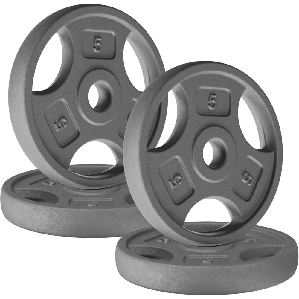 image:imageYes4All Standard 1Inch Grip Weight Plates Cast Iron with Multiple Sizes from 25 lb to 35 lb for Strength Training Weightlifting amp Muscle ToningB 4x5LB