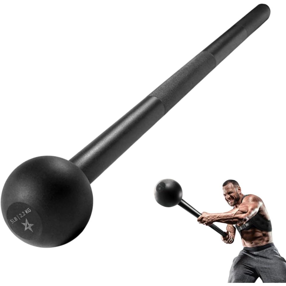 image:imageYes4All Steel Mace Bell for Strength Training Support Full Body Muscles Shoulder Grips amp Forearms Workouts Stretching 5 7 10 15 20 25 30 LB For Woman amp ManA Black 5lbs