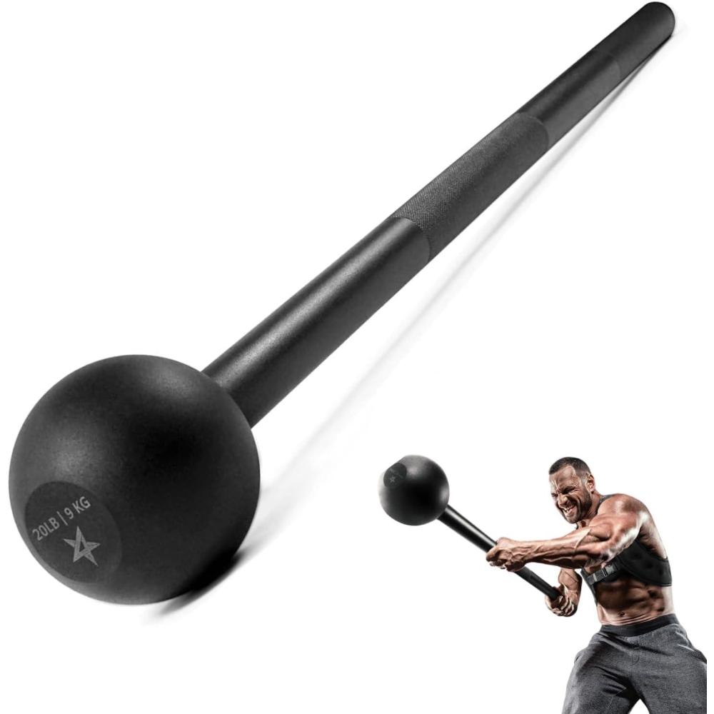 image:imageYes4All Steel Mace Bell for Strength Training Support Full Body Muscles Shoulder Grips amp Forearms Workouts Stretching 5 7 10 15 20 25 30 LB For Woman amp ManE Black 20lbs