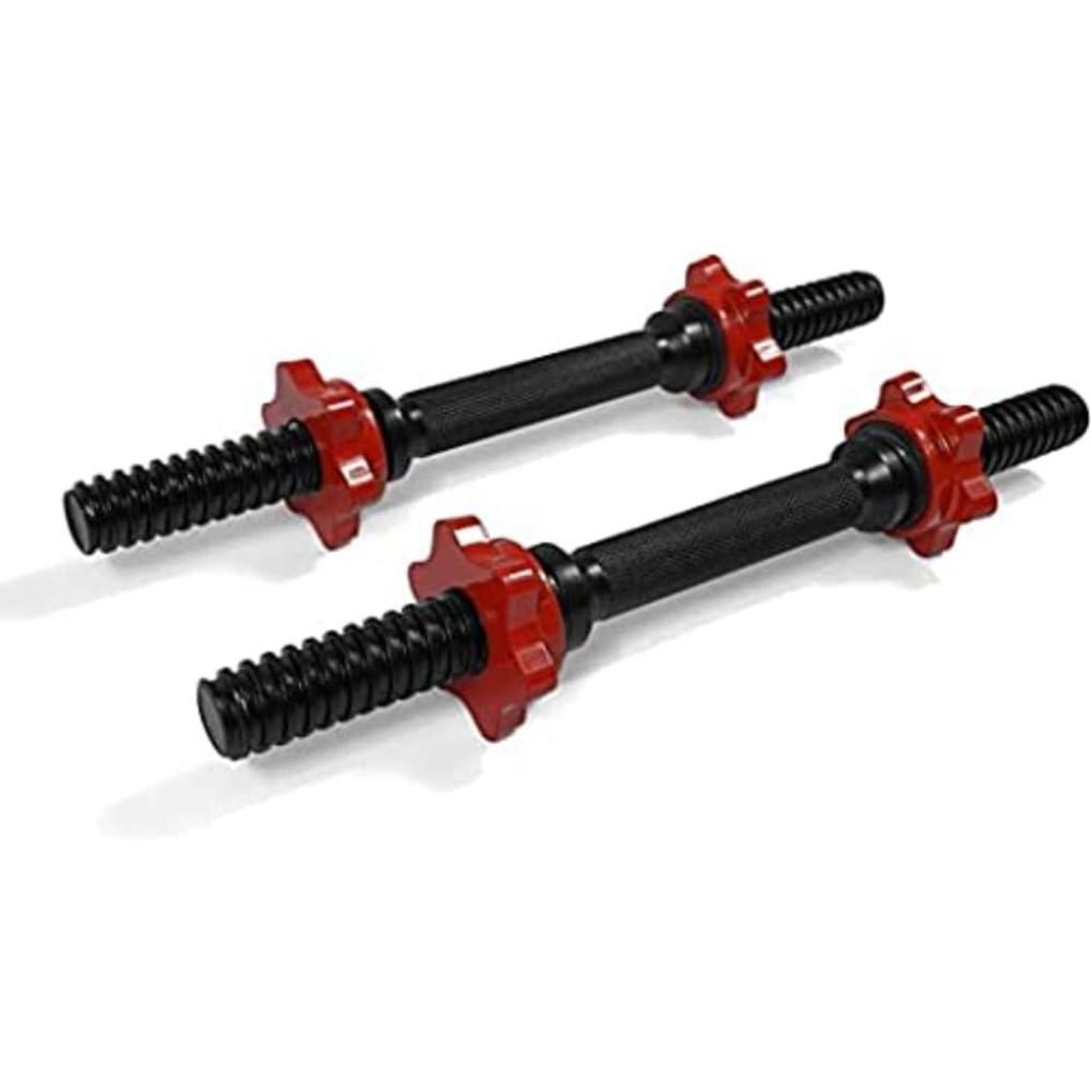 image:imageYes4All Threaded Dumbbell Handles 14161824 Inch Dumbbell Bar Pair ChromeRubber Grip Fit 1 or 115 Plates 4 StarLock Collars with LooseResistant Rubber TrimsChrome  Black