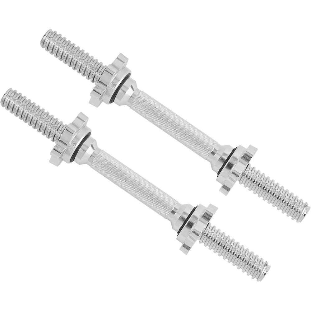 image:imageYes4All Threaded Dumbbell Handles 14161824 Inch Dumbbell Bar Pair ChromeRubber Grip Fit 1 or 115 Plates 4 StarLock Collars with LooseResistant Rubber TrimsChrome