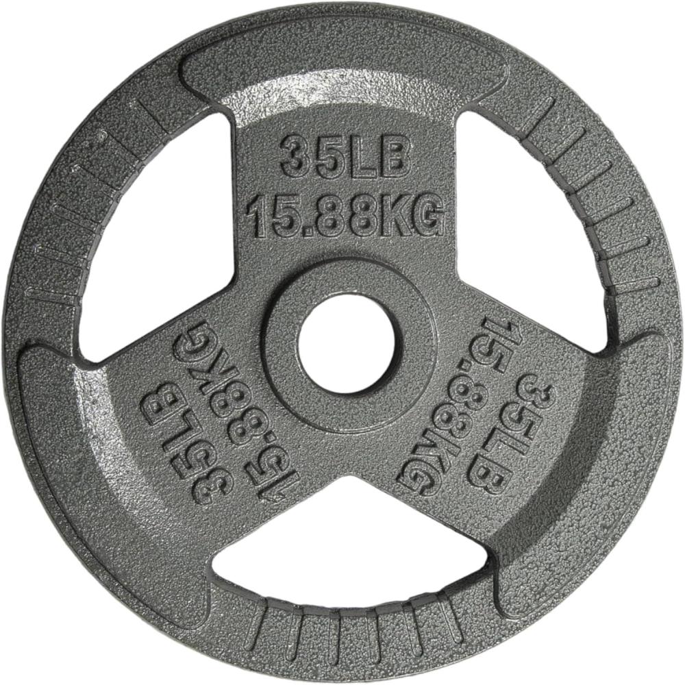 image:imageYes4All TriGrip Handles Cast Iron Olympic Weight Plates 2Inch Weight Plates for Weight Lifting with Smooth and Durable Finish Suitable for Strength Training Exercises Single Pair and SetD 35LB Single Gray