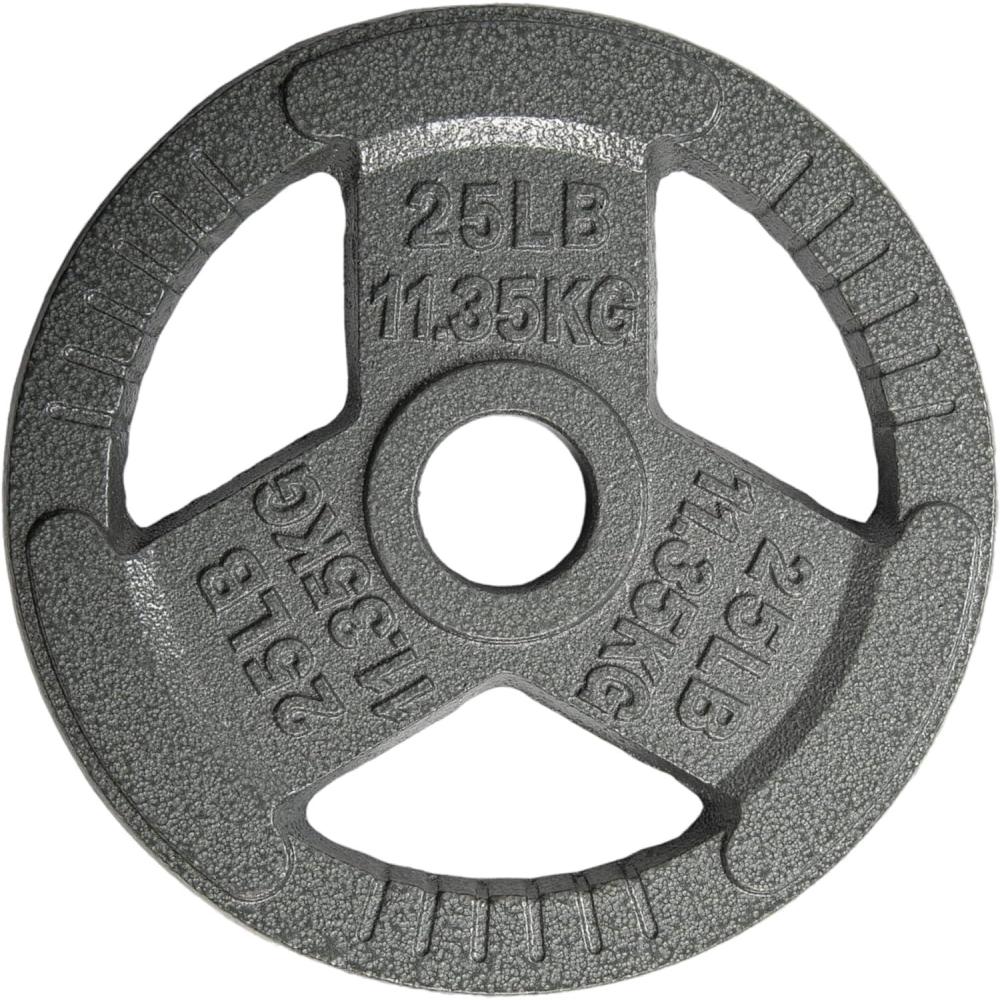 image:imageYes4All TriGrip Handles Cast Iron Olympic Weight Plates 2Inch Weight Plates for Weight Lifting with Smooth and Durable Finish Suitable for Strength Training Exercises Single Pair and SetC 25LB Single Gray