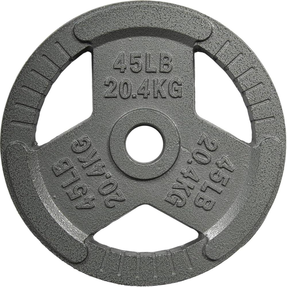 image:imageYes4All TriGrip Handles Cast Iron Olympic Weight Plates 2Inch Weight Plates for Weight Lifting with Smooth and Durable Finish Suitable for Strength Training Exercises Single Pair and SetE 45LB Single Gray