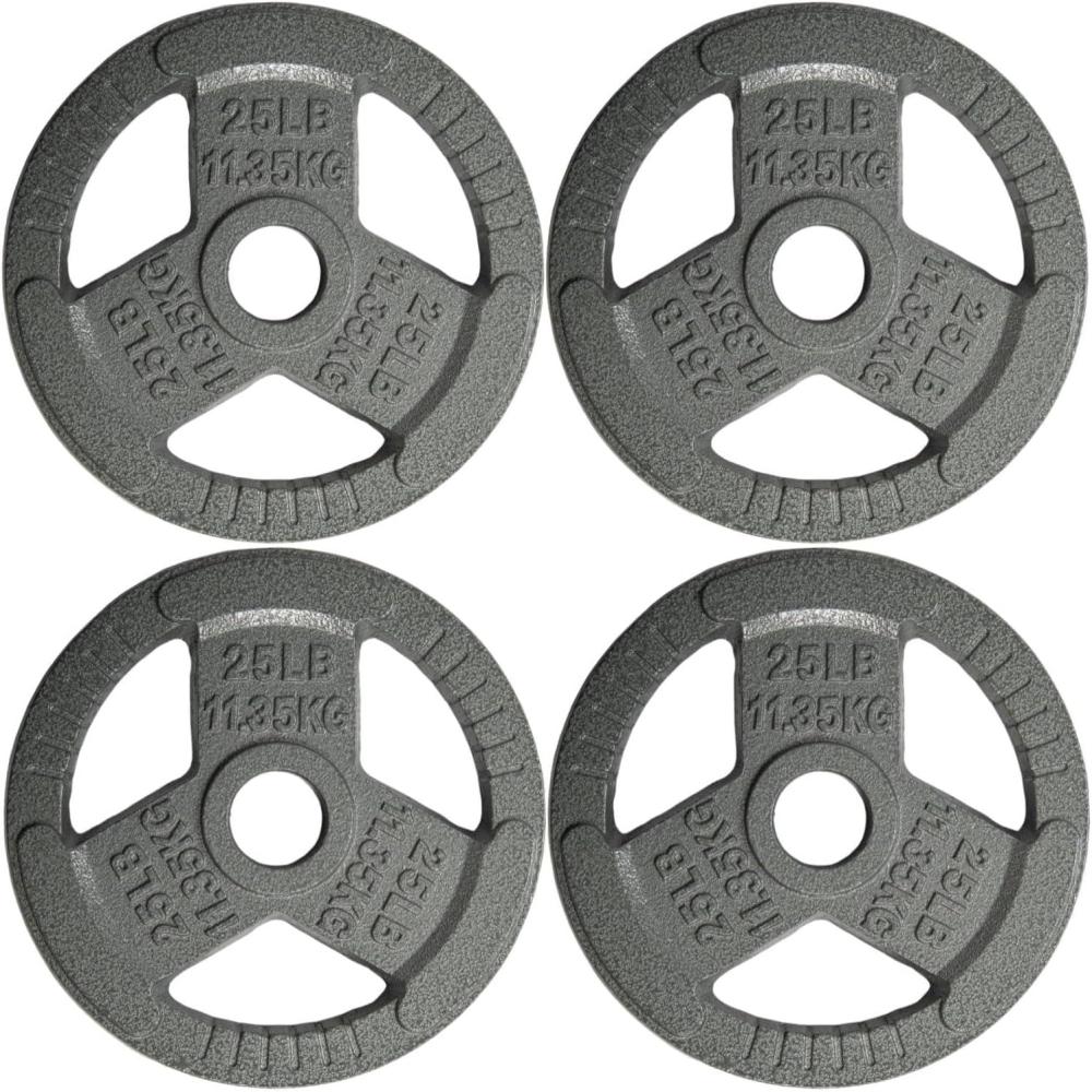 image:imageYes4All TriGrip Handles Cast Iron Olympic Weight Plates 2Inch Weight Plates for Weight Lifting with Smooth and Durable Finish Suitable for Strength Training Exercises Single Pair and SetM 25LB 4pcs  Gray