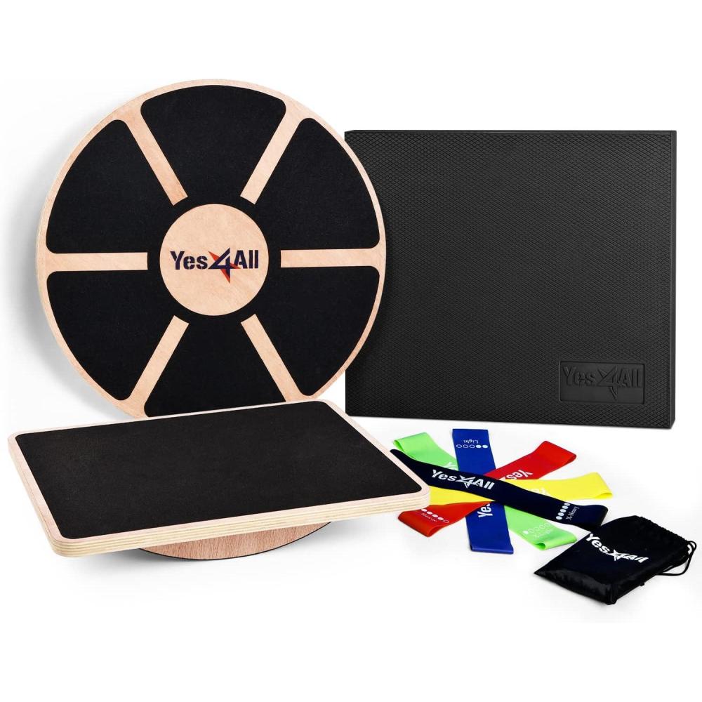 image:imageYes4All Versatile Wooden Wobble Balance Board Balance Trainer for Mobility Training Standing Desk Core Training Exercise Balance Stability TrainerK Combo Takes Challenge
