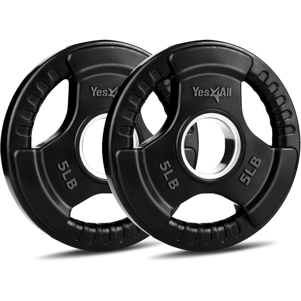 image:imageYes4All Weight Plate Grip Rubber Coated For Weightlifting amp Strength Training Cast Iron  5LB  Pair