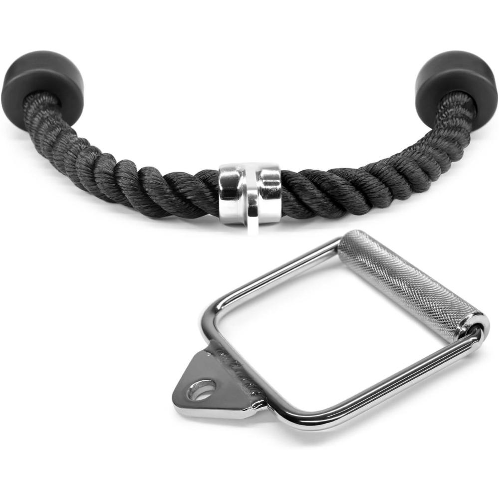 image:imageYes4All Wide Grip Curl LAT Pull Down Bar Attachments Rubber HandgripsCurl BarPress Down for Cable Pulley System MachineE Tricep Rope  Single D Handle