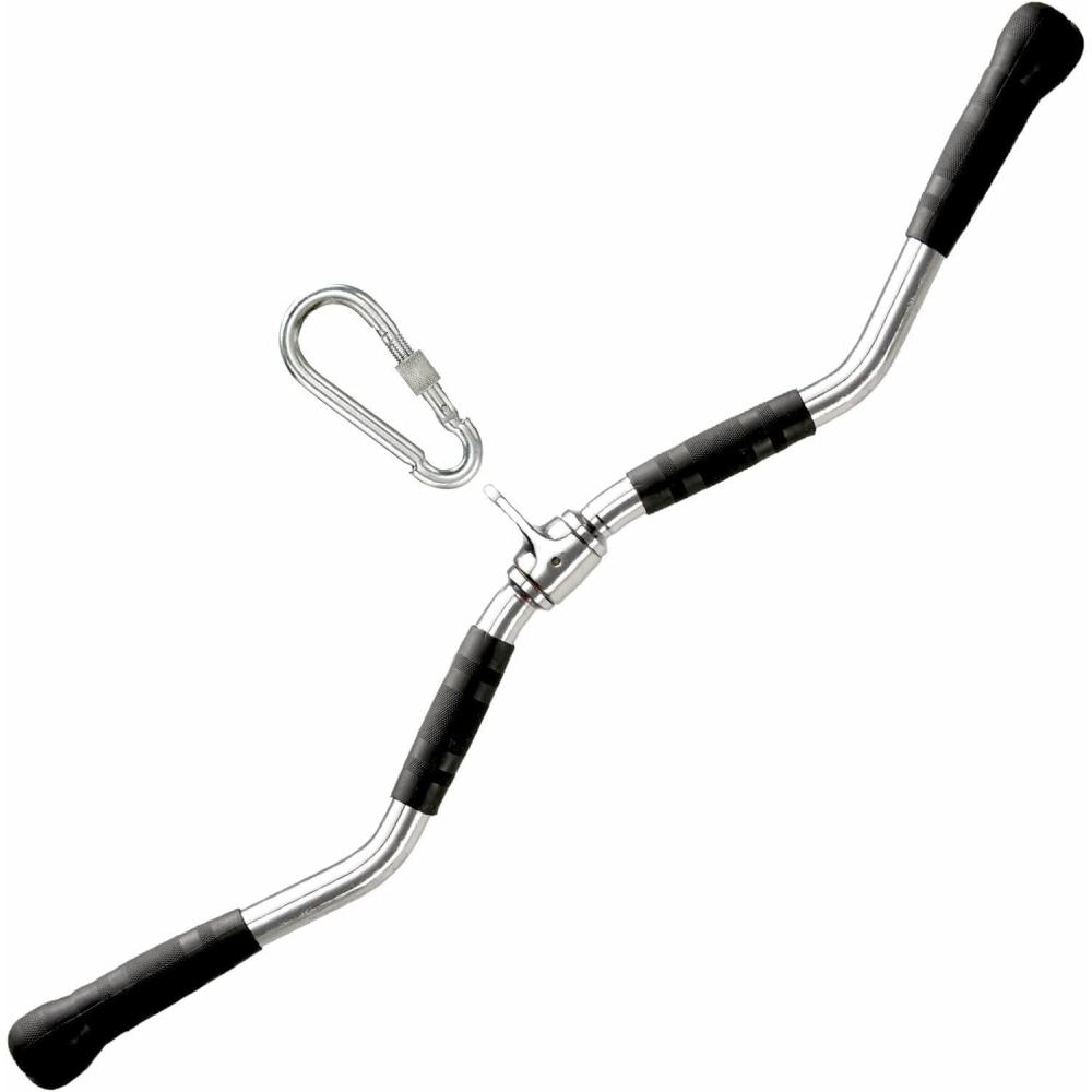 image:imageYes4All Wide Grip LAT Pull Down Bar Attachments with Rubber HandlesCurl LAT Pulldown Attachment for Gym Equipment Press Down BarCable Attachment Rubber Handgrips