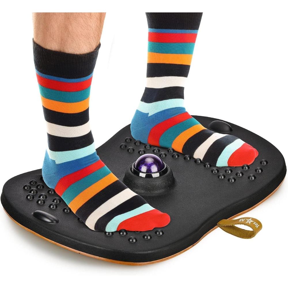 image:imageYes4All Wobble Balance Board for Standing DeskAntiFatigue Office Foam Pad  Standing Desk Mats Rocker Board Office Accessories Wobble Board With Massage BallUpgraded Ver  Massage Roller Ball