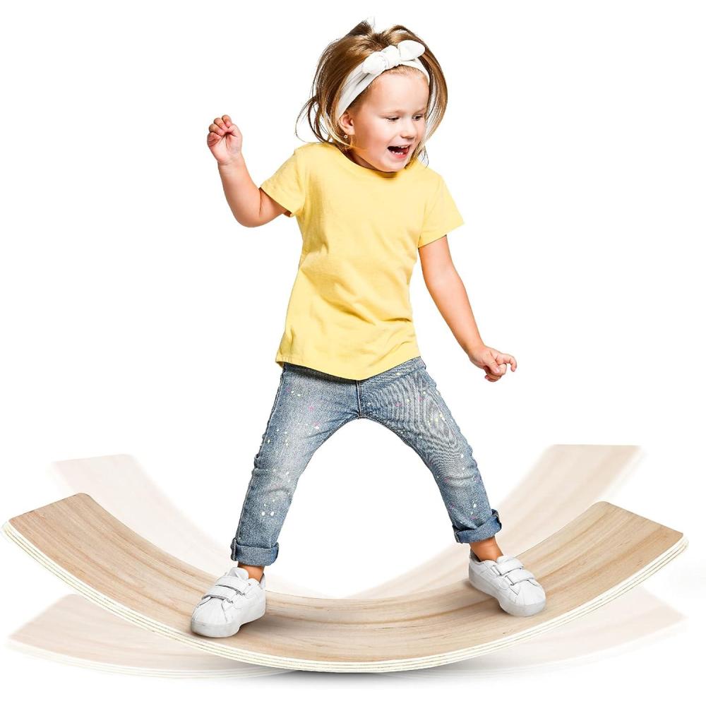 image:imageYes4All Wooden Wobble Balance Board for Kids 36 Inch Rocker Board Natural Wood Seesaw Toy Toddlers Yoga Curvy Board for Office amp Classroom Adult