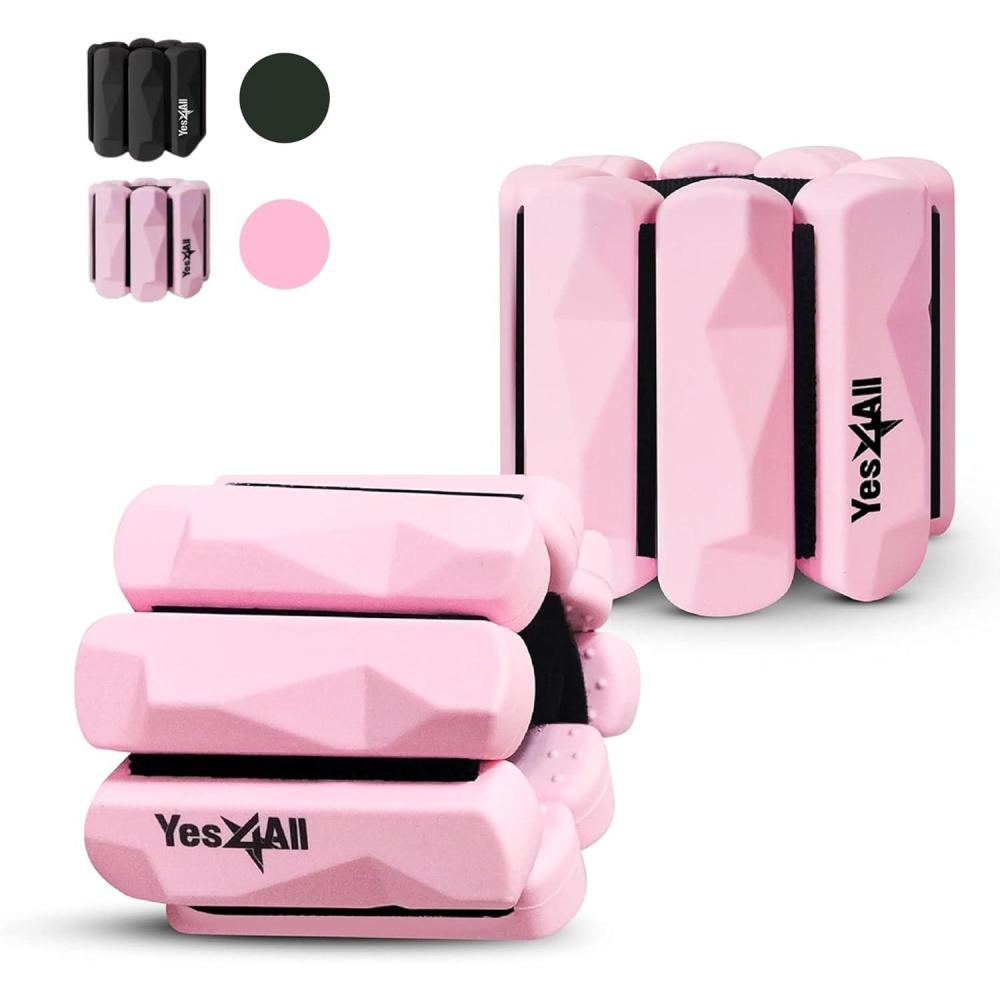 image:imageYes4All Wrist amp Ankle Weights Adjustable Silicone Ankle weights for Women Men Home Gym Workout Yoga Dance Cardio Pilates Aerobics Walking and Running Pink  1lbs x2