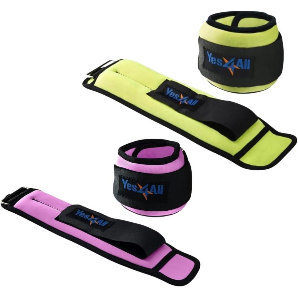 image:imageYes4All Wrist amp Ankle Weights Pair 1lb 10lbs Adjustable Strap for Walking Jogging Pilates Gym Fitness Workout for Women MenK 15lb x2 Purple  3lb x2 Lime