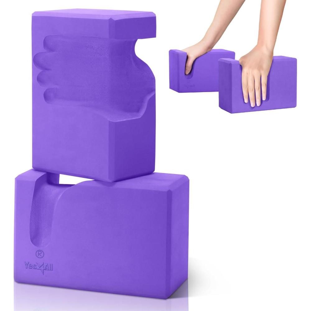 image:imageYes4All Yoga Blocks 2 Pack Wrist Support Comfort and Grip Strength Support for Balance Fitness and Exercise EVA Foam Blocks Pilates Yoga Brick Yoga AccessoriesA Lavender