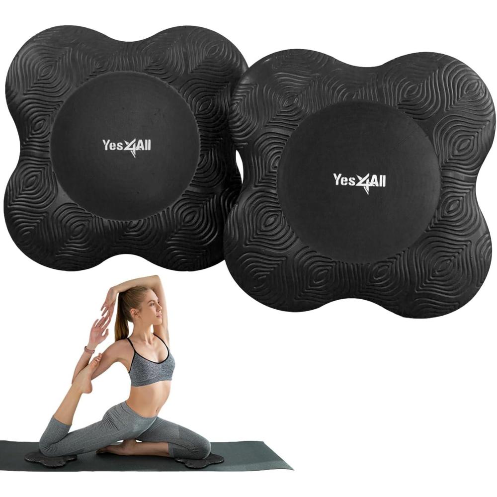 image:imageYes4All Yoga Knee Pads Pair Thick Yoga Kneeling Pad for Pilates Exercise 1316 Inches Cushion Knees Elbow Mat Supplies for Women amp Men Fitness TravelA Black