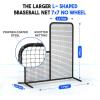 Portable L-Screen Baseball 7x7ft with 2 Baseballs, Rubber Wheels – L Screen Baseball for Batting Cage, Protective Pitching Screen Net Double Layers, Carry Bag Included(7×7 ft L-Screen No Wheel)