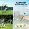 Portable L-Screen Baseball 7x7ft with 2 Baseballs, Rubber Wheels – L Screen Baseball for Batting Cage, Protective Pitching Screen Net Double Layers, Carry Bag Included(B. L Screen Baseball version Light 7 x 7)