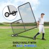 Portable L-Screen Baseball 7x7ft with 2 Baseballs, Rubber Wheels – L Screen Baseball for Batting Cage, Protective Pitching Screen Net Double Layers, Carry Bag Included(6×6 ft L-Screen With Wheels)