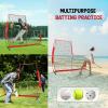 Portable L-Screen Baseball 7x7ft with 2 Baseballs, Rubber Wheels – L Screen Baseball for Batting Cage, Protective Pitching Screen Net Double Layers, Carry Bag Included(A. L Screen Baseball version Light 7 x 7)