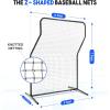 Portable L-Screen Baseball 7x7ft with 2 Baseballs, Rubber Wheels – L Screen Baseball for Batting Cage, Protective Pitching Screen Net Double Layers, Carry Bag Included(7×5 ft Z-Screen No Wheel)