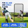 Portable L-Screen Baseball 7x7ft with 2 Baseballs, Rubber Wheels – L Screen Baseball for Batting Cage, Protective Pitching Screen Net Double Layers, Carry Bag Included(6×6 ft L-Screen No Wheel)