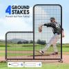 Portable L-Screen Baseball 7x7ft with 2 Baseballs, Rubber Wheels – L Screen Baseball for Batting Cage, Protective Pitching Screen Net Double Layers, Carry Bag Included(7×7 ft L-Screen No Wheel)