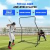 Portable L-Screen Baseball 7x7ft with 2 Baseballs, Rubber Wheels – L Screen Baseball for Batting Cage, Protective Pitching Screen Net Double Layers, Carry Bag Included(7×5 ft Z-Screen No Wheel)
