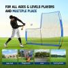 Portable L-Screen Baseball 7x7ft with 2 Baseballs, Rubber Wheels – L Screen Baseball for Batting Cage, Protective Pitching Screen Net Double Layers, Carry Bag Included(B. L Screen Baseball version Light 7 x 7)