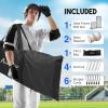 Portable L-Screen Baseball 7x7ft with 2 Baseballs, Rubber Wheels – L Screen Baseball for Batting Cage, Protective Pitching Screen Net Double Layers, Carry Bag Included(6×6 ft L-Screen With Wheels)
