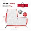 Portable L-Screen Baseball 7x7ft with 2 Baseballs, Rubber Wheels – L Screen Baseball for Batting Cage, Protective Pitching Screen Net Double Layers, Carry Bag Included(A. L Screen Baseball version Light 7 x 7)