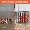 YES4ALL Rolling Ball Cart Volleyball Basketball Holder, Toy Balls Bin for Garage Cage, Storage Racks with Lockable Wheels, Sports Equipment Organizer, Ball Rack for Outdoor Indoor Use