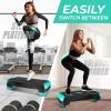 Yes4All 2-in-1 Adjustable Aerobic Step Platform Fitness Exercise Stepper with Rocker Balance Board Legs for Home Workout, Step Exercise & Balance Training(A. Neo Green)